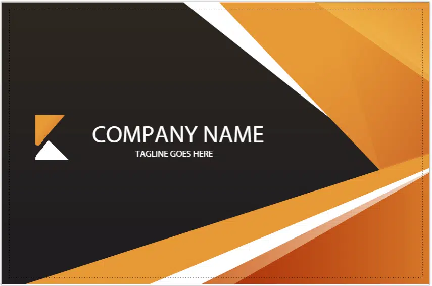 Modern business presentation template with bold orange, black, and white design elements.