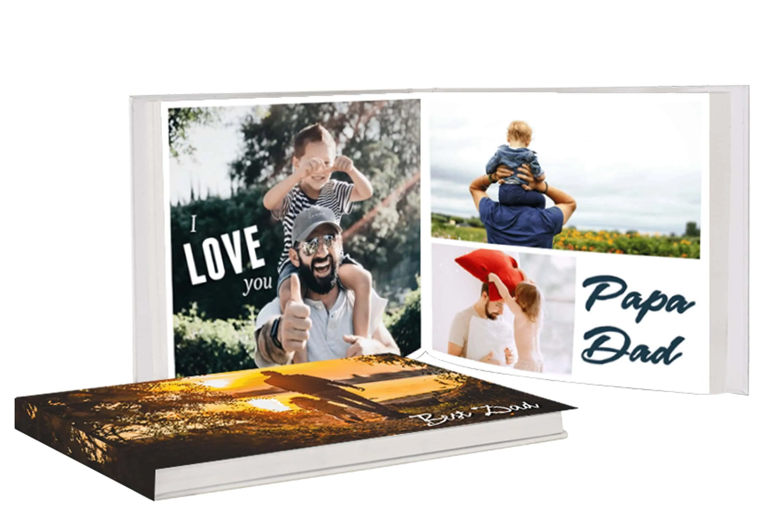 Smiling father and son greeting card with "I LOVE you" message, perfect for Father's Day.