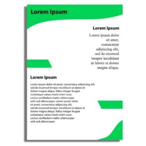 Lorem Ipsum text with green accents and modern layout for digital content.