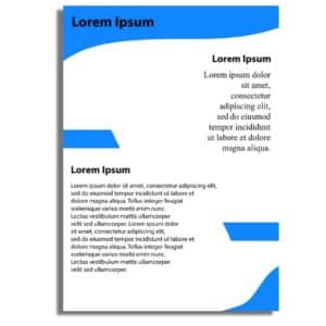 1. Modern blue and white brochure design with placeholder text for marketing materials.