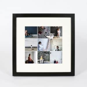 Cute children’s portrait collage framed photo for nursery or playroom decoration.