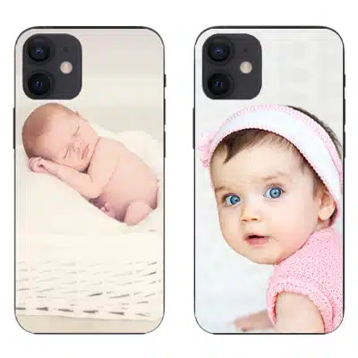 Adorable baby sleeping and smiling personalised phone cases for kids.