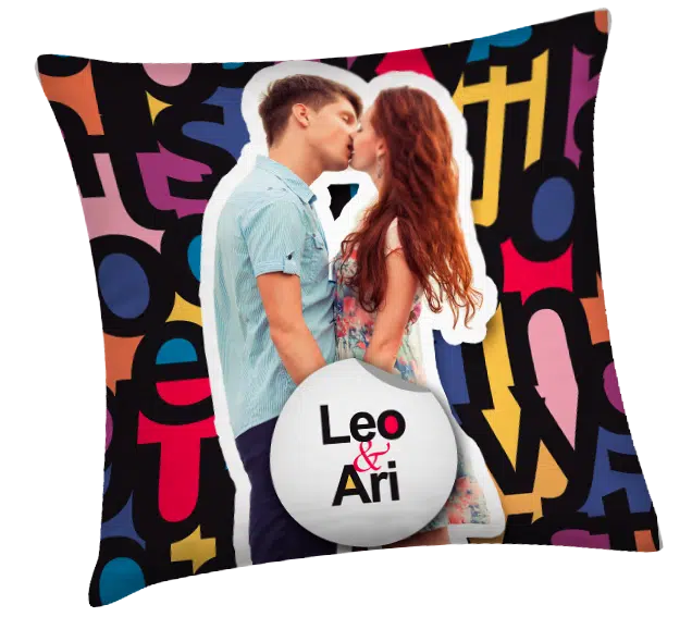 1. Customised couple pillow with names Leo & Ari, perfect romantic gift.