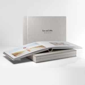 Elegant personalised photo album with custom cover design for special memories.
