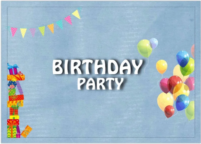 Vibrant birthday party celebration with balloons, gifts, and colourful decorations for children’s festivities.