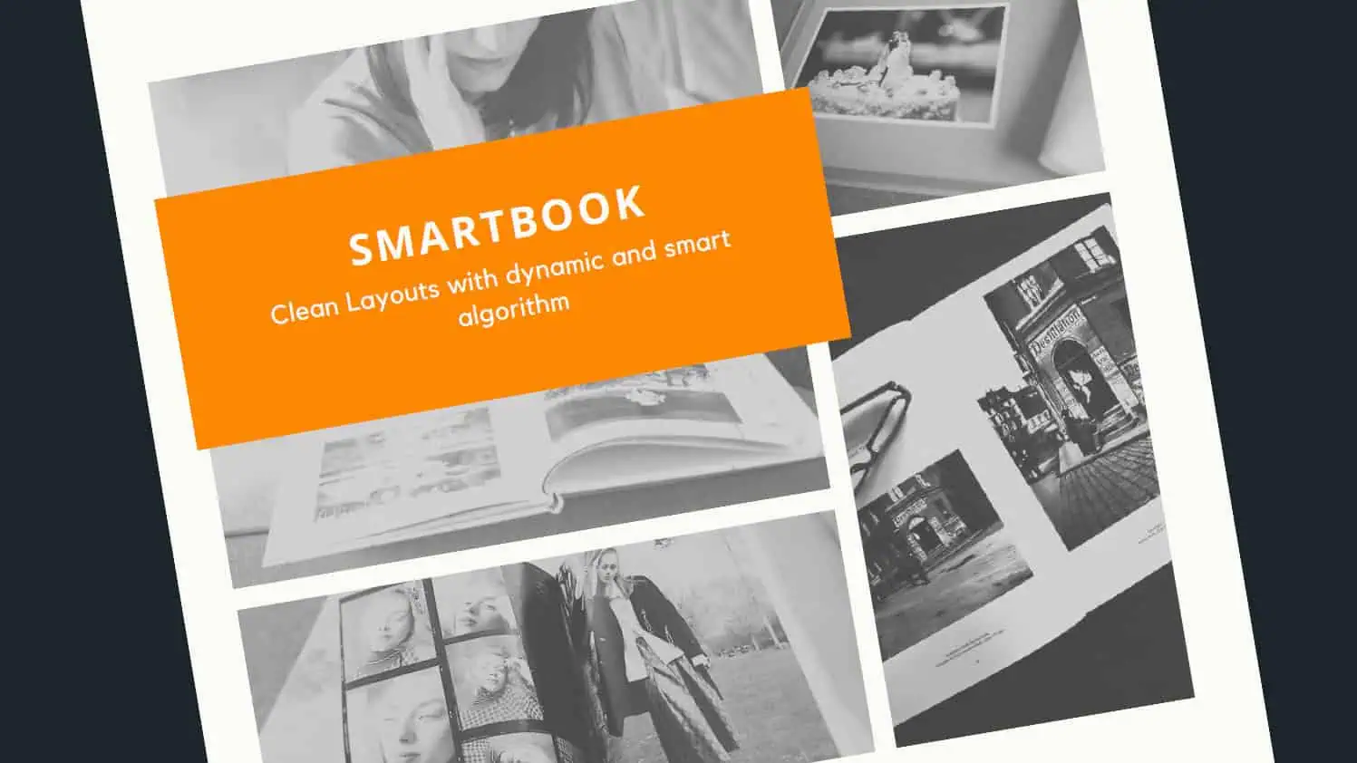 Bright orange smartbook cover showcasing modern digital layout designs and dynamic image presentations.