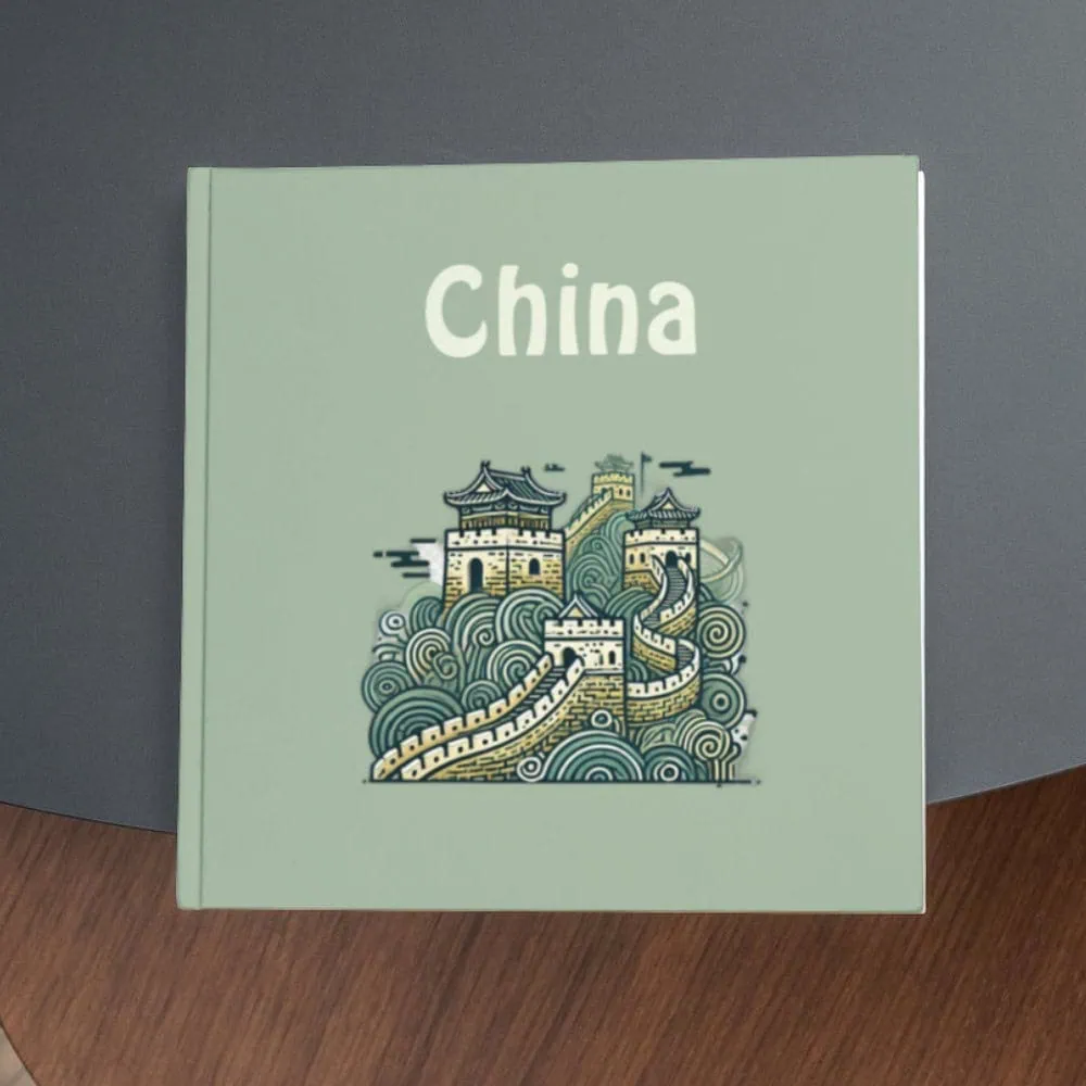 Colourful illustration of the Great Wall of China on a book cover, highlighting Chinese architecture and culture.