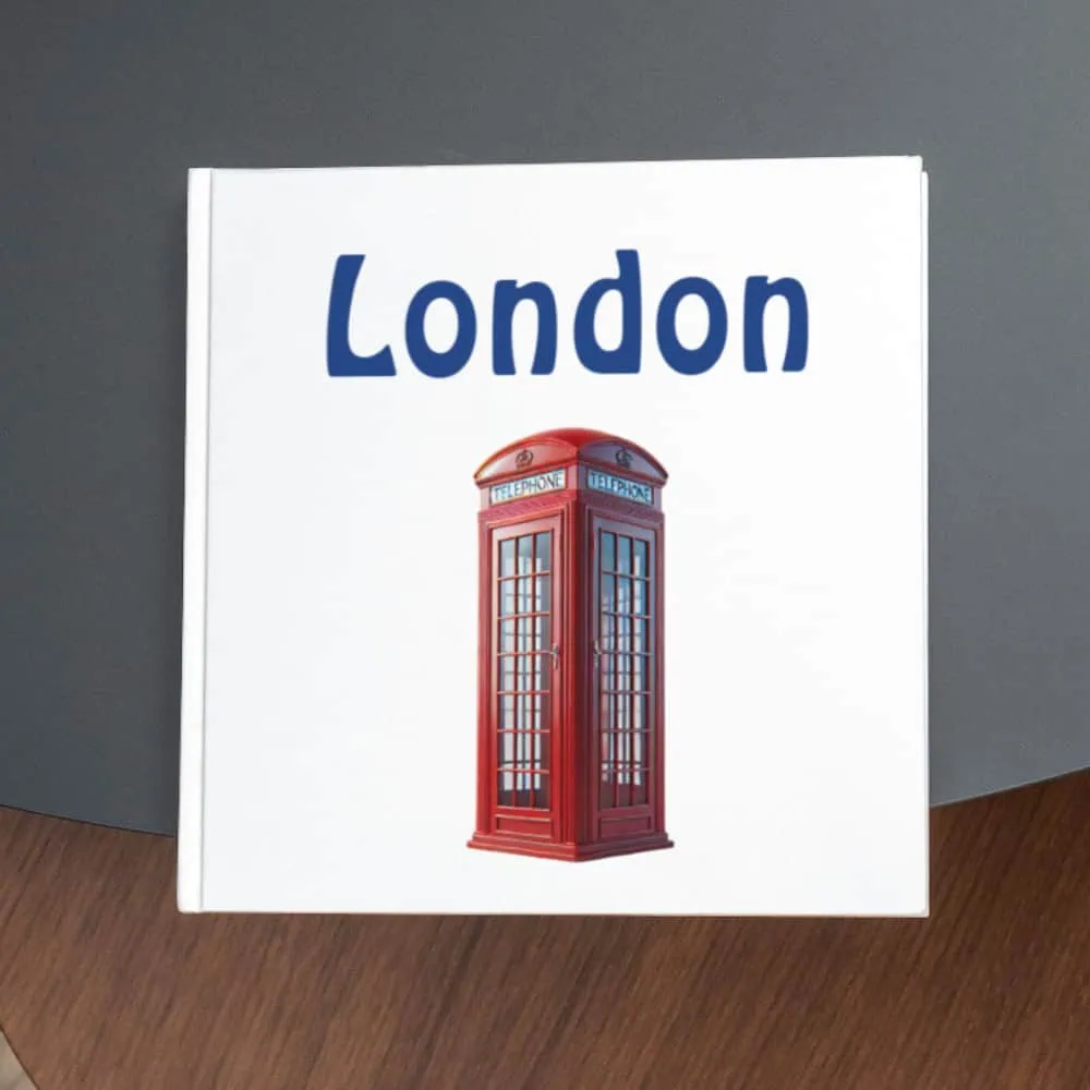 Red London telephone booth, iconic UK landmark, on white background.