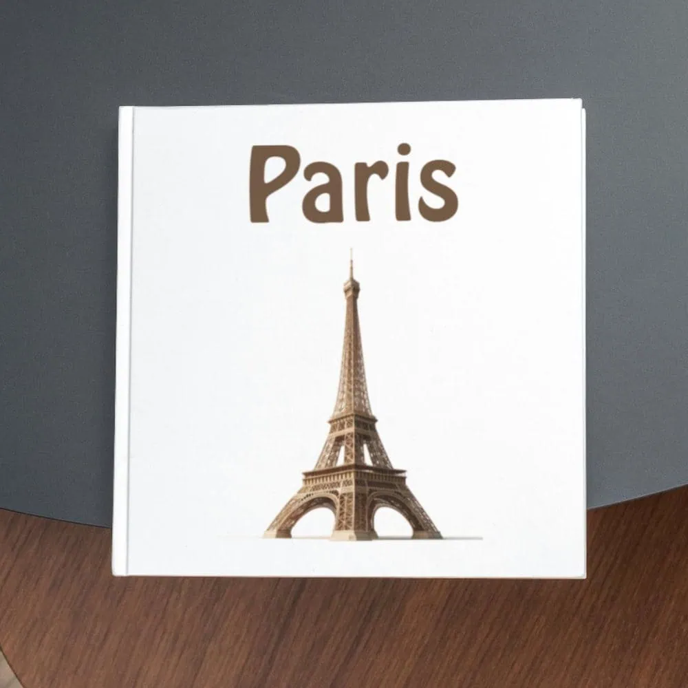 Eiffel Tower photo with Paris text, travel, France, landmark, tourism, monument, cityscape, architecture, travel decor, souvenir.