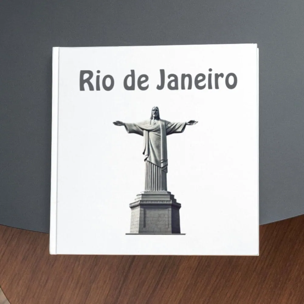 Iconic Rio de Janeiro Christ the Redeemer souvenir book with city views, perfect for travel lovers.