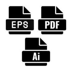 EPS, PDF, AI file icons for digital design formats and vector graphics.